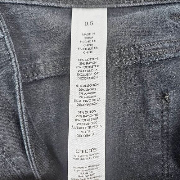 CHICO'S Platinum Jegging Black Wash High Rise Tapered Leg Jeans Size: 0.5 (XS 6) - Picture 8 of 8